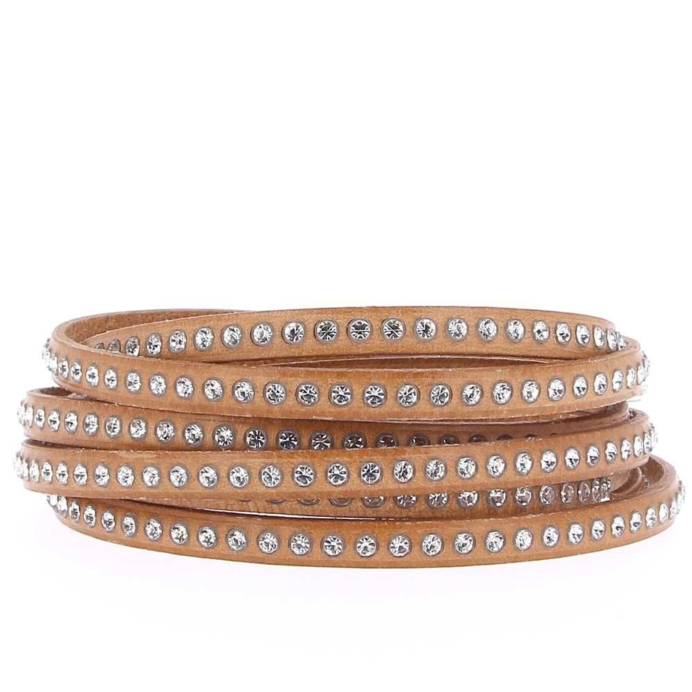 Natuurleer 06 mm Swarovski Strass per 20 cm