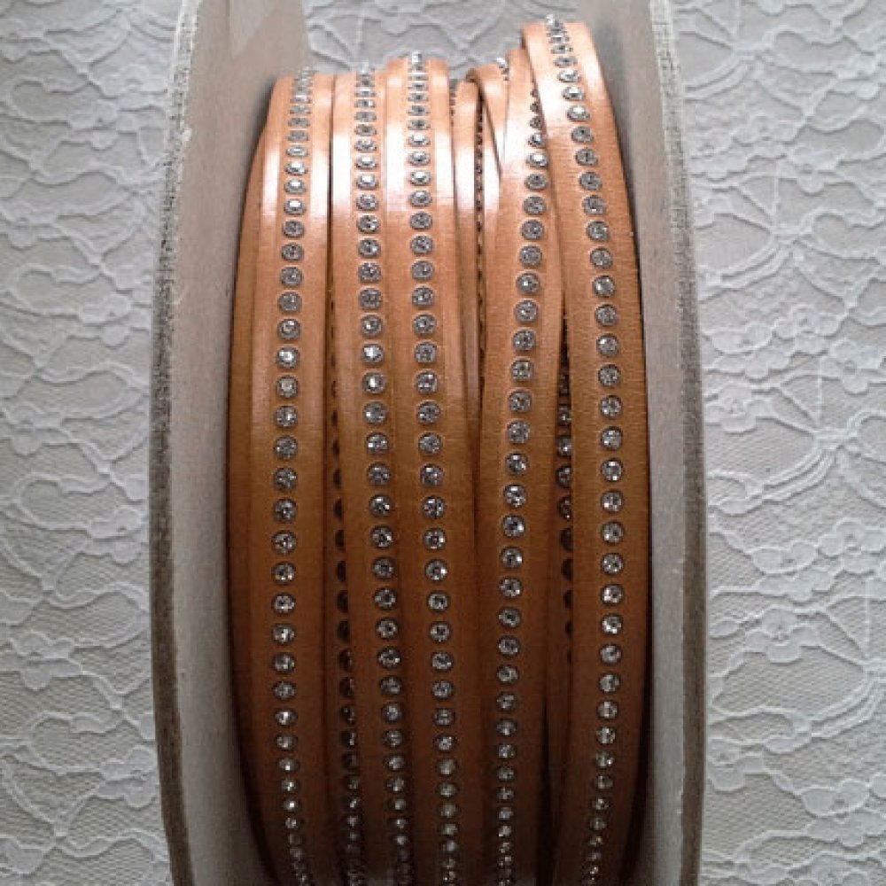 10 mm natuurlijk leer Swarovski Strass per 20 cm