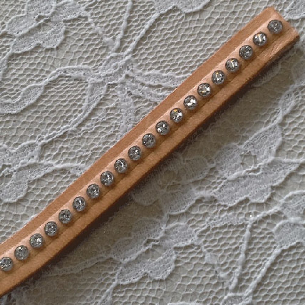 10 mm natuurlijk leer Swarovski Strass per 20 cm