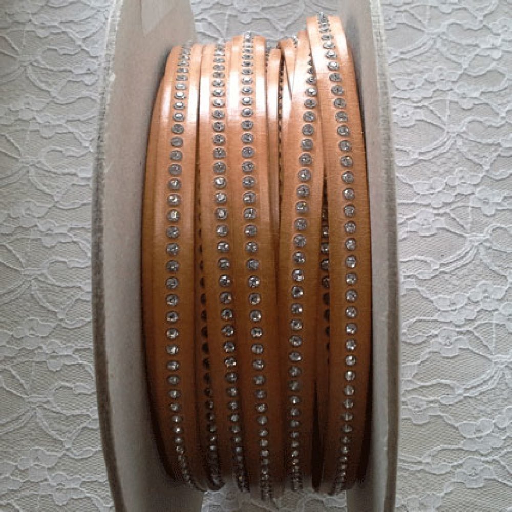 10 mm natuurlijk leer Swarovski Strass per 20 cm