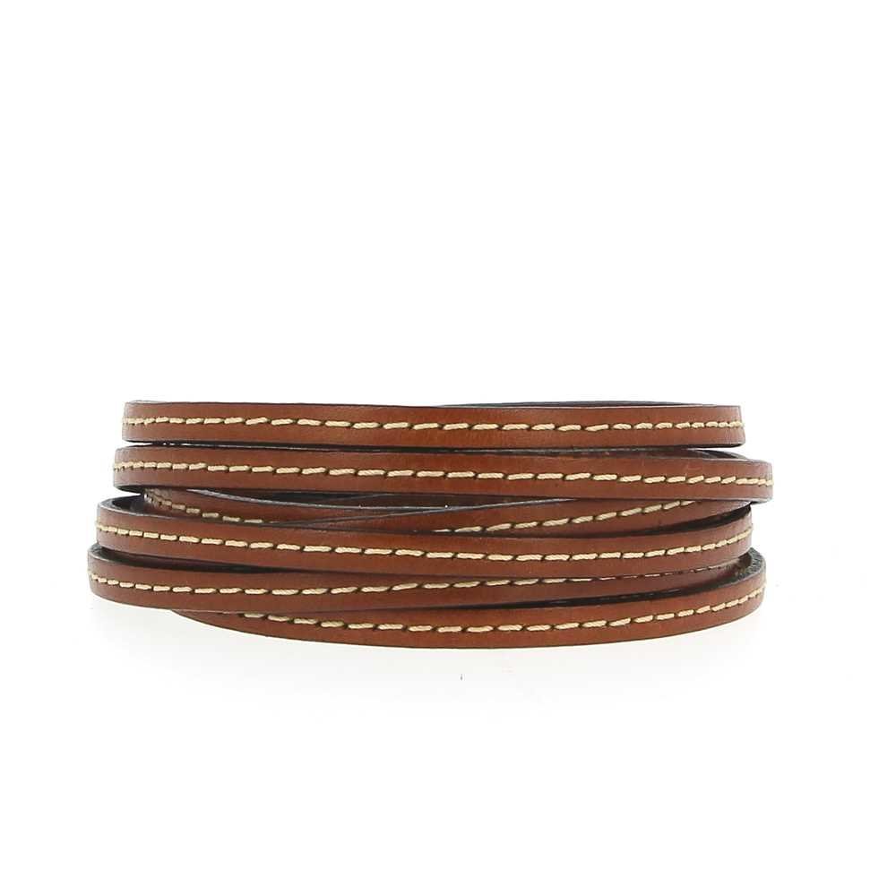 Plat Safari-kalfsleer 05 mm bij 20 cm Gestikt 1 draad wit