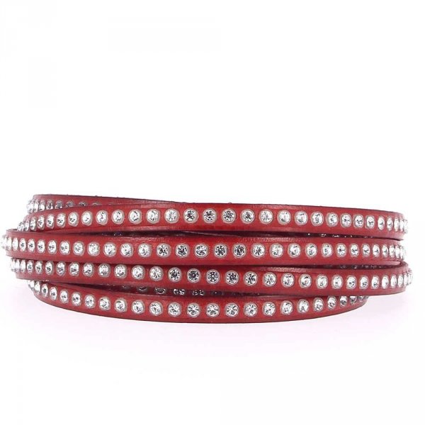 Rood leer 06 mm Swarovski strass per 20 cm