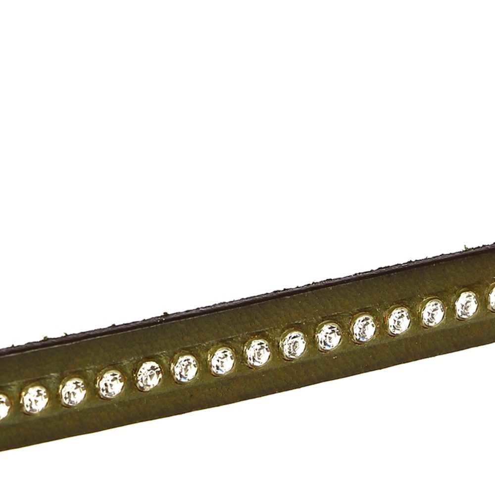 Militair Groen Leder 10 mm Swarovski Strass per 20 cm