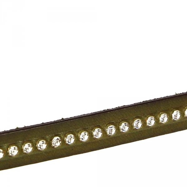 Militair Groen Leder 10 mm Swarovski Strass per 20 cm