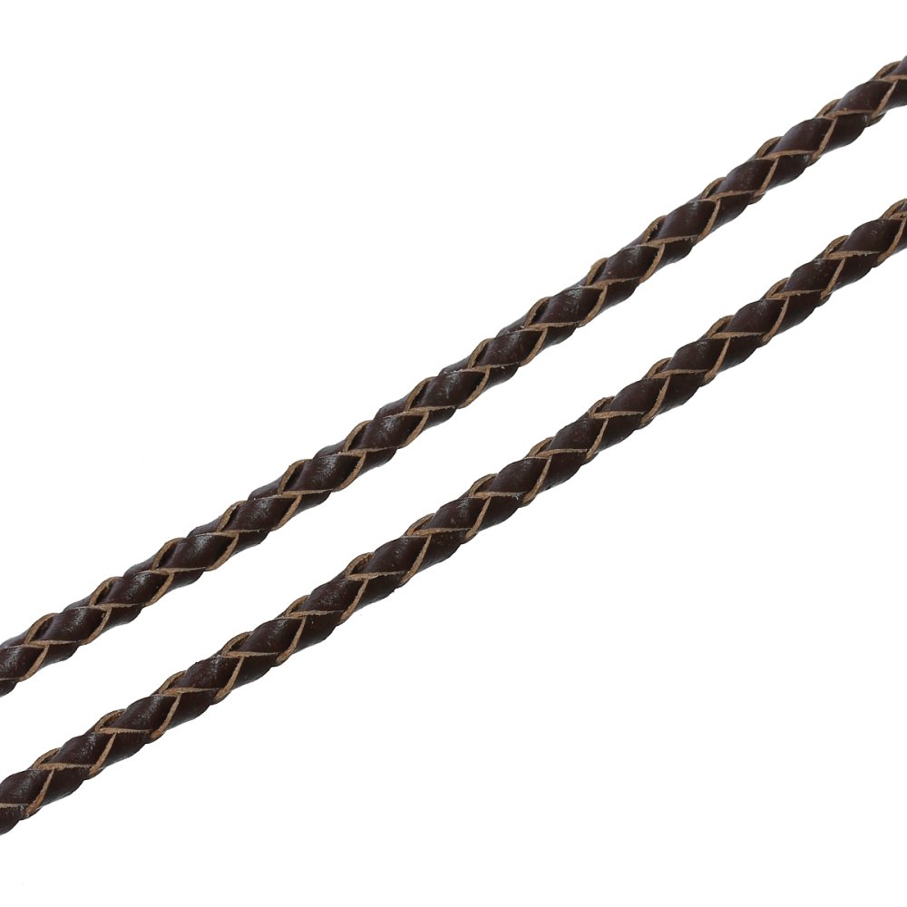 Rond gevlochten leer Koffie 03 mm x 2 meter