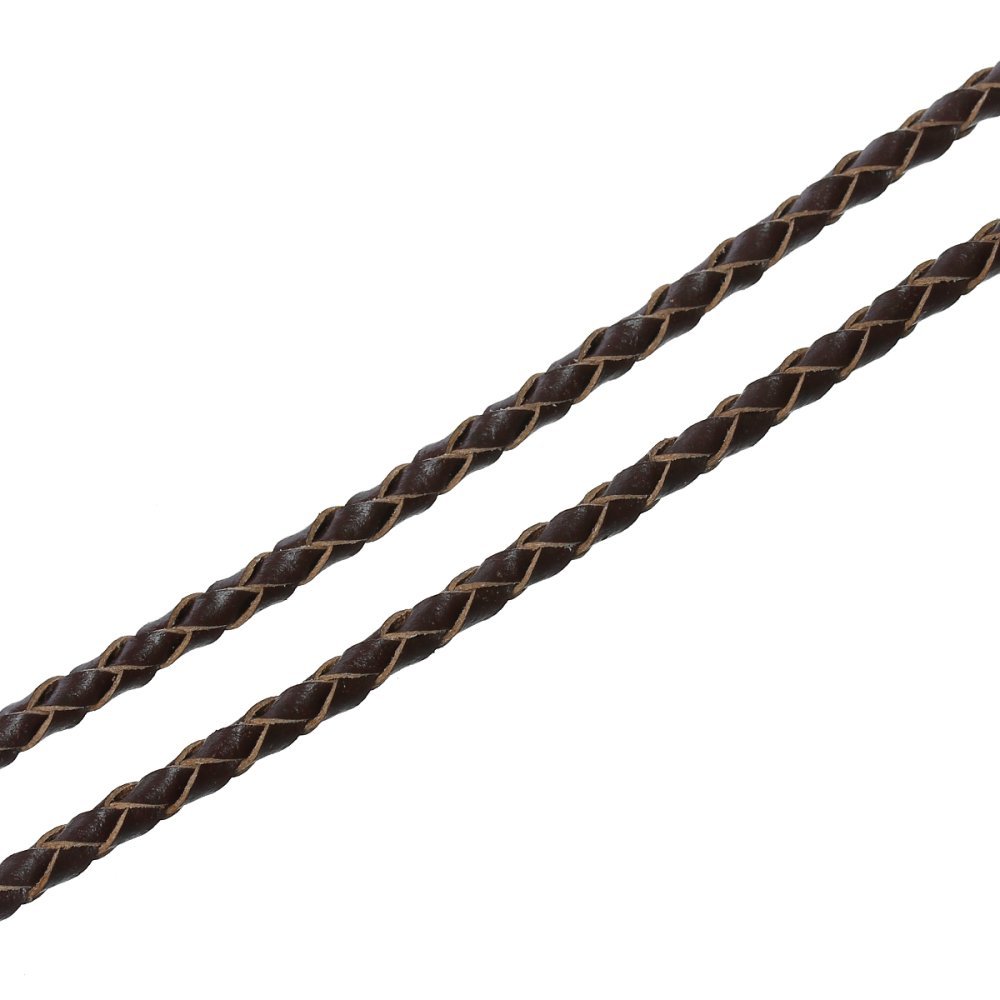 Rond gevlochten leer Koffie 03 mm x 2 meter