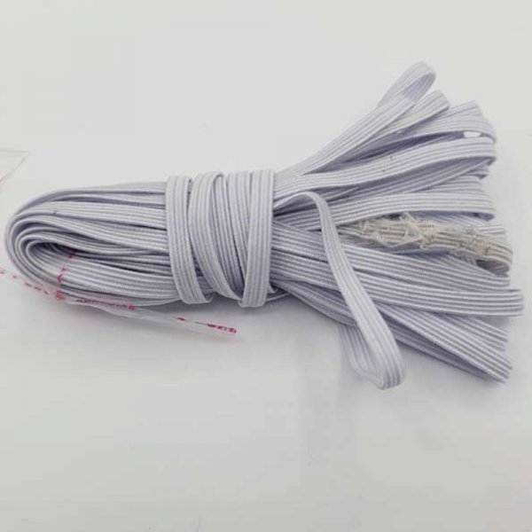 Vlakmaskerelastiek 5 mm wit N&deg;03 x 7,50 meter