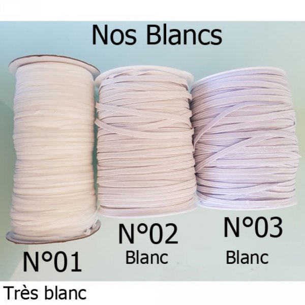 Plat elastiek 5 mm wit X 10 meter N&deg;03