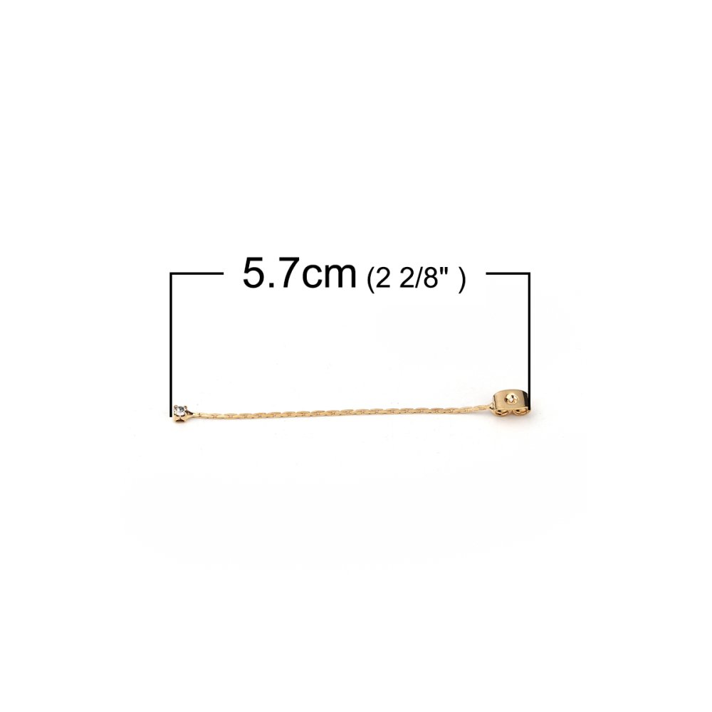 Echt verguld koperen oorbel eindkapje N°01 met transparante Strass