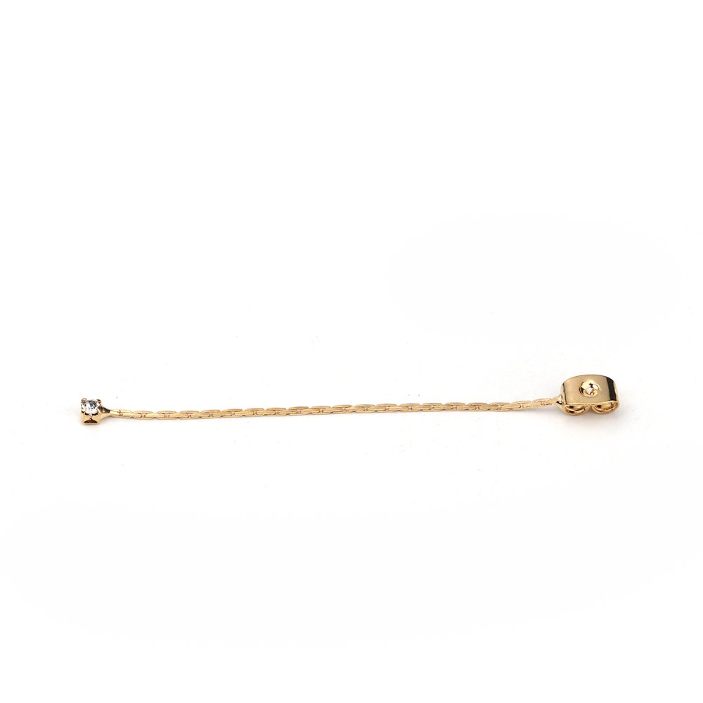 Echt verguld koperen oorbel eindkapje N°01 met transparante Strass