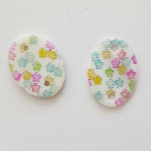 Entre deux fantaisie Ovale &agrave; fleurs 20x14 mm N&deg;07