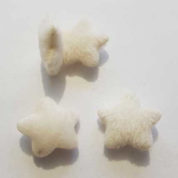 Etoile bomb&eacute; blanc feutrine scrapbooking 25mm