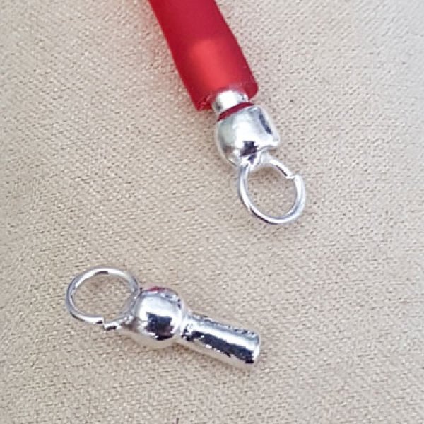 Zilveren sluiting voor hol Pvc-koord 5 mm