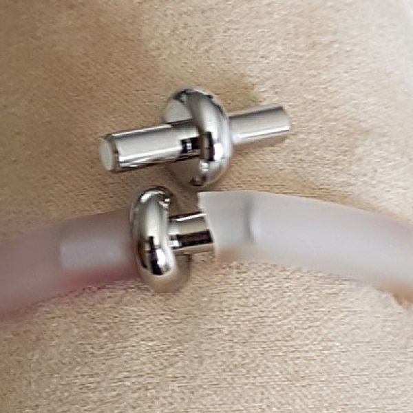 Zilveren sluiting voor hol Pvc-koord 6,5 mm