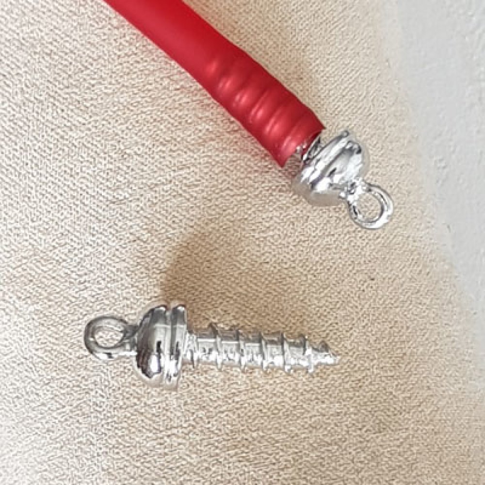 Zilveren sluiting voor hol Pvc-koord 5 mm