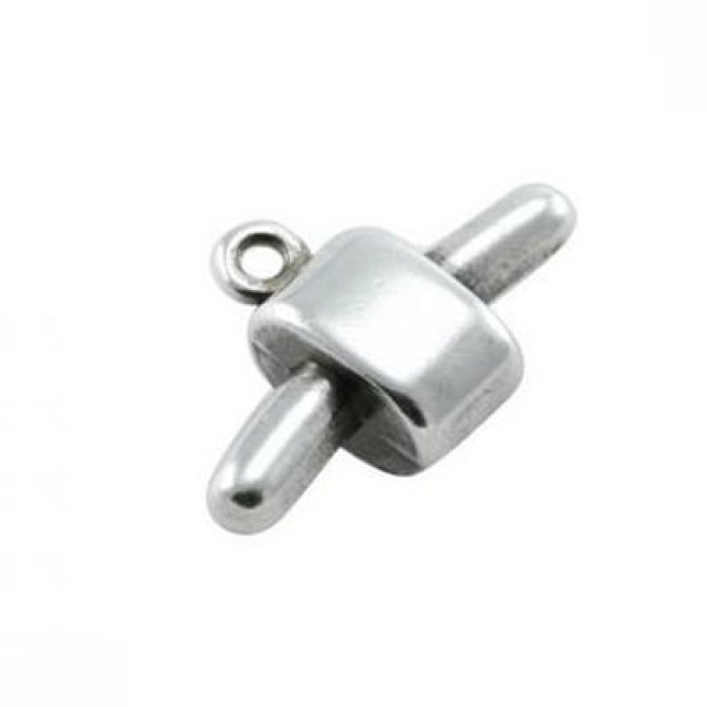 Zilveren sluiting voor hol Pvc-koord 5 mm