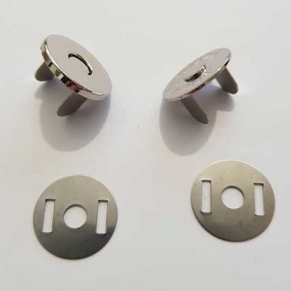 Fermoir aimant&eacute; Argent&eacute; 18 mm pour fermeture de sac, pochette