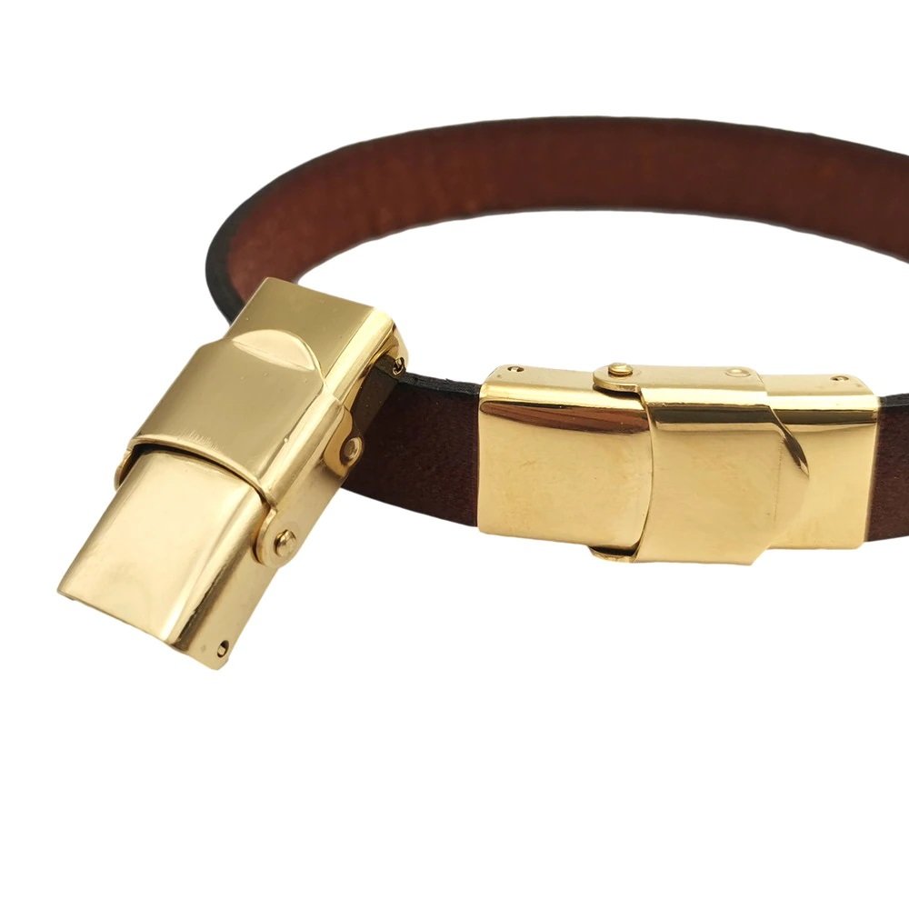 Leren Klauwsluiting 10 mm breed Goud