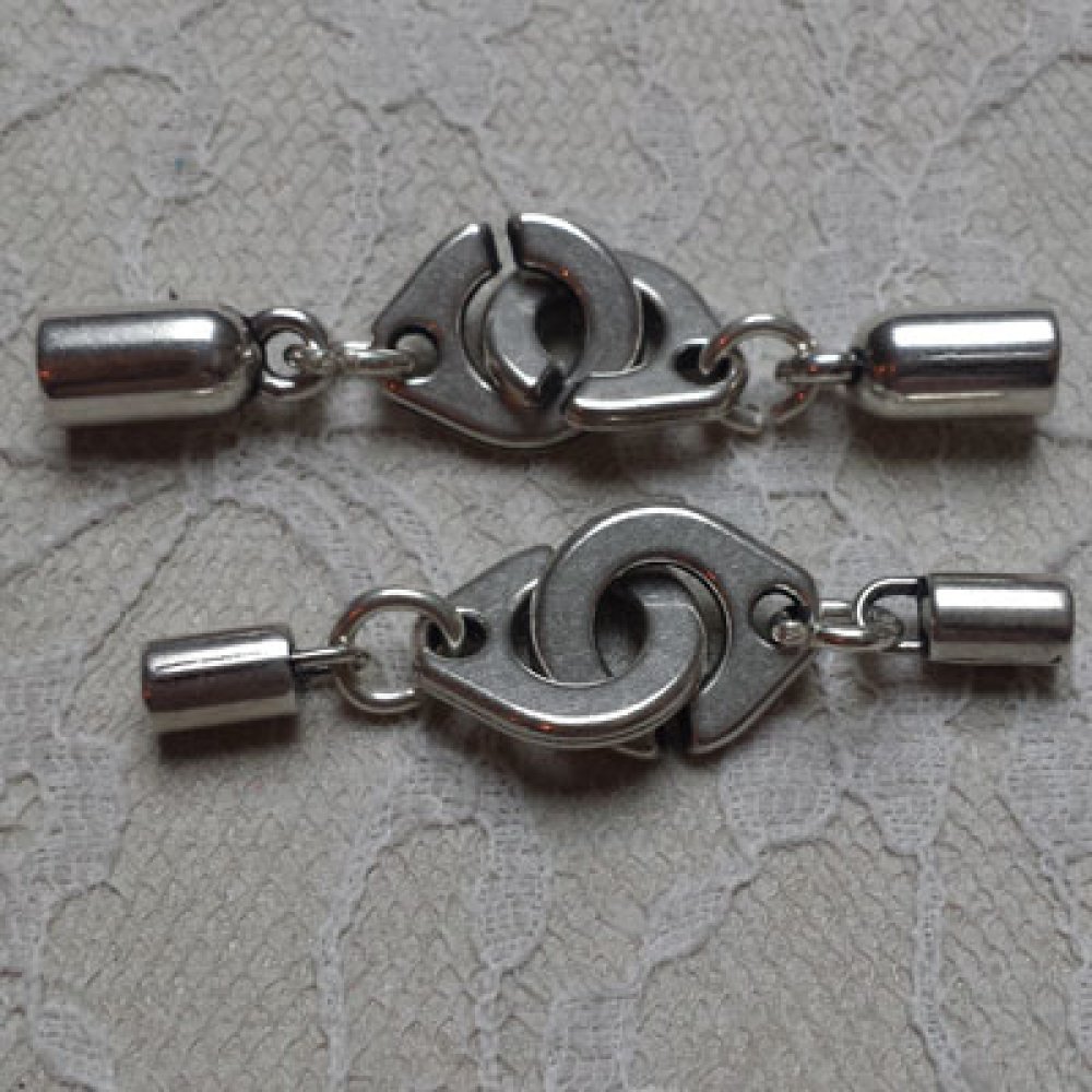 Ronde lederen handboei sluiting 3 mm in Zamac