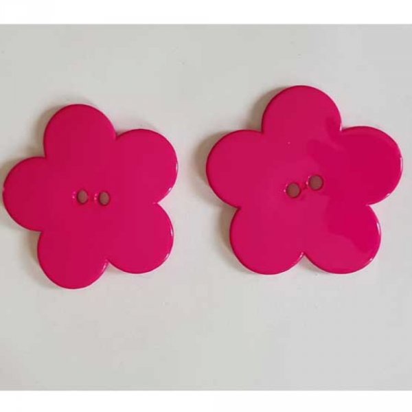 Fleur Big Pop r&eacute;sine 58mm 2 trous Fushia