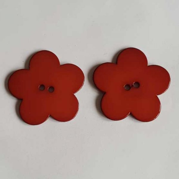 Fleur Big Pop r&eacute;sine 38mm 2 trous Brique