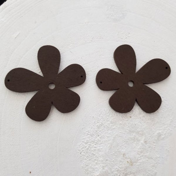 Bloem Hout hanger of connector 57 mm Bruin