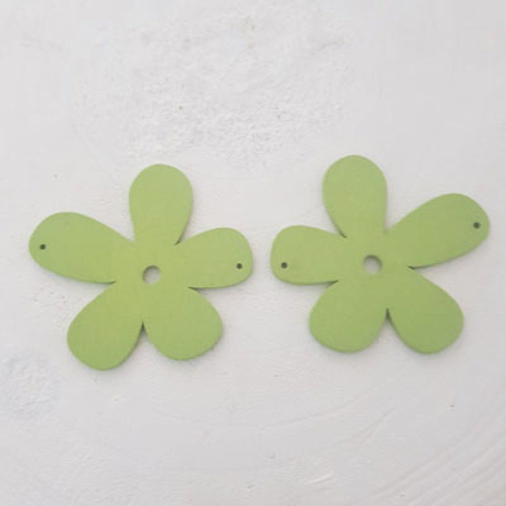 Bloem Hout hanger of connector 57 mm Groen