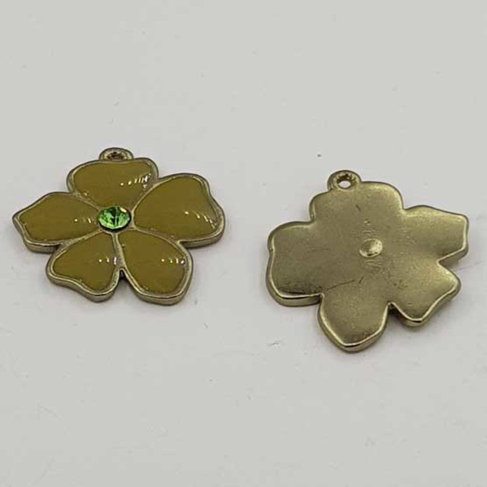 Geëmailleerde metalen bloem 25 mm Khaki