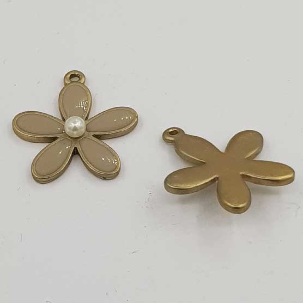 Geëmailleerde metalen bloem 26 mm Grijs