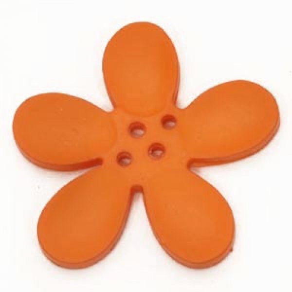 Fleur Orchid&eacute;e r&eacute;sine 4 trous 40 x 3 mm Orange