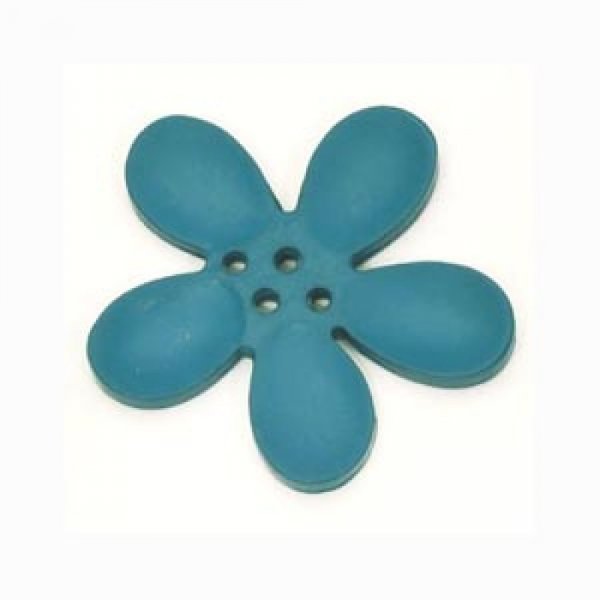 Fleur Orchid&eacute;e r&eacute;sine 4 trous 40 x 3 mm Turquoise Fonc&eacute;