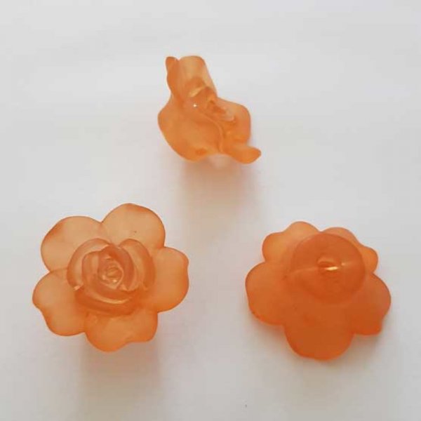 Fleur Rose Givr&eacute; 25 mm Orange Fonc&eacute;