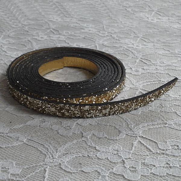 06 mm gouden glitterband met lederen voering per 20 cm