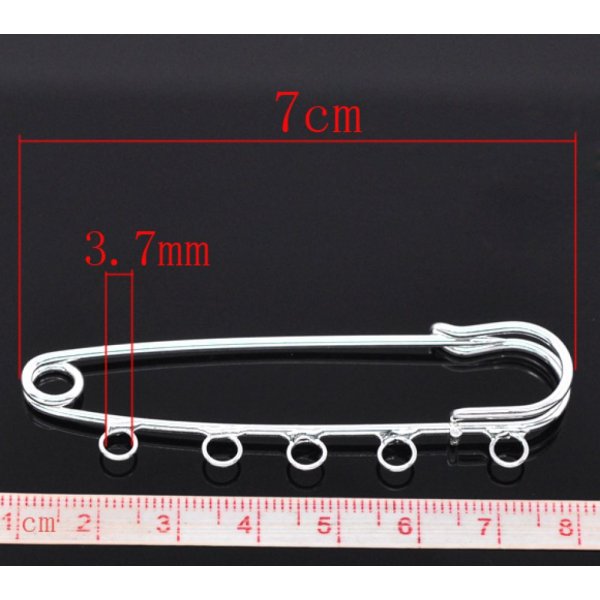 Set van 20 zilveren verpleegster speldhouders 5 ringen 70x20mm N&deg;004