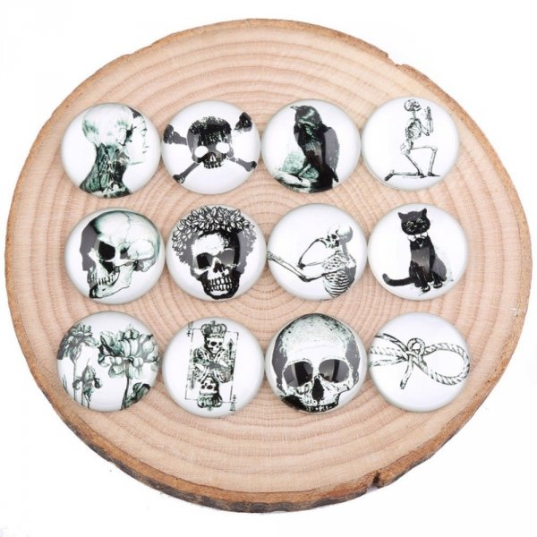 Set van 20 ronde glazen cabochons 25 mm Crane Halloween