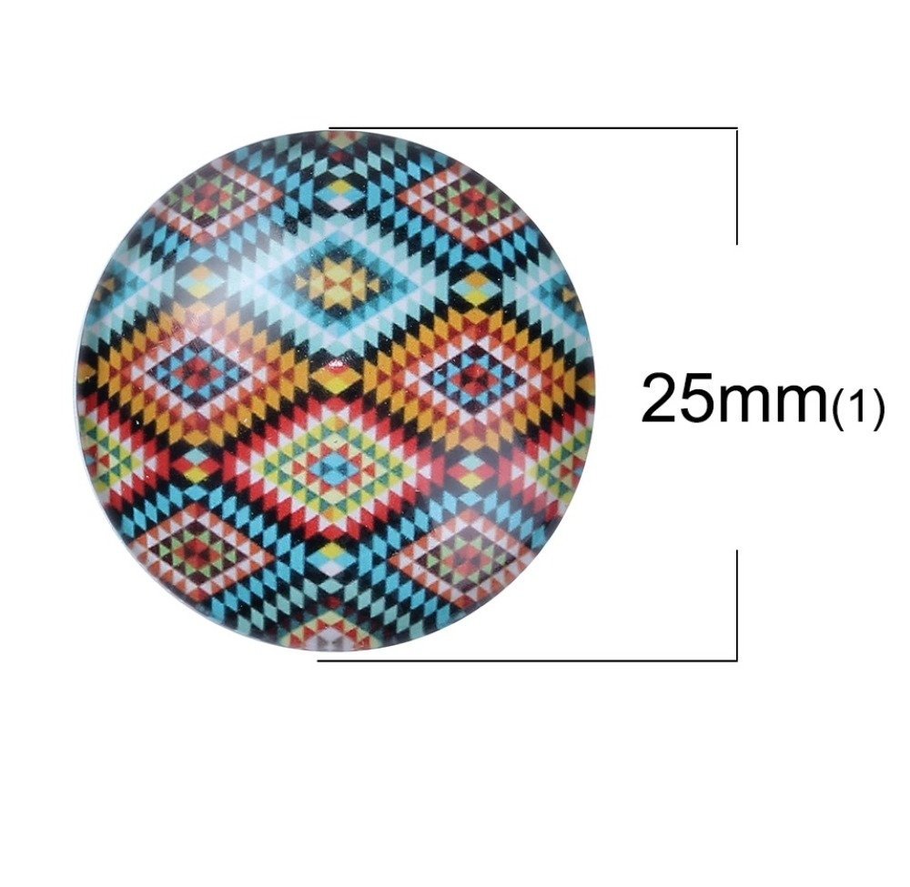 Lot 20 glazen cabochons rond 25 mm 95108