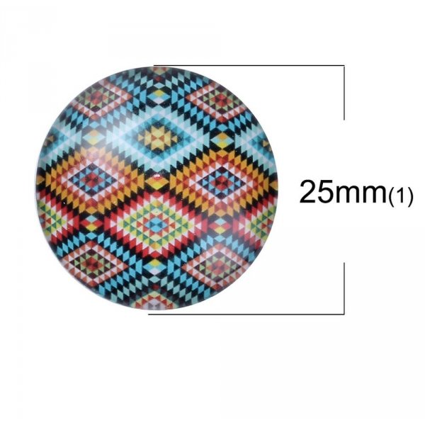 Lot 20 glazen cabochons rond 25 mm 95108