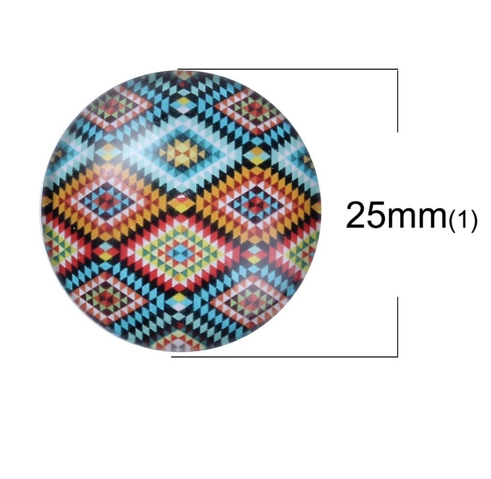 Lot 20 glazen cabochons rond 25 mm 95108