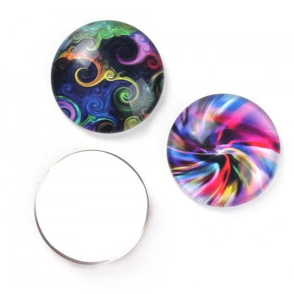 Lot 20 glazen cabochons rond 25 mm 95108