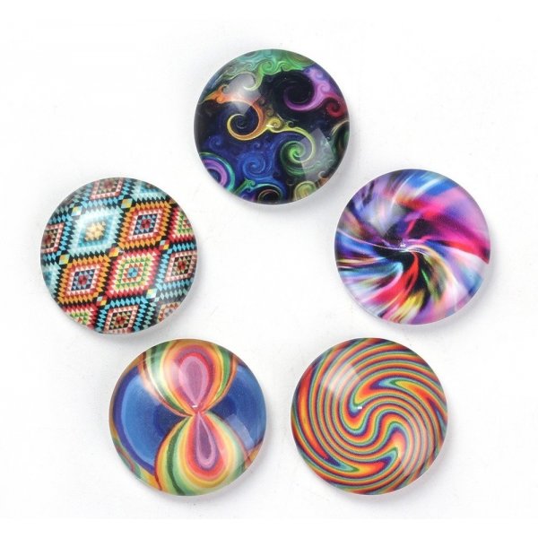 Lot 20 glazen cabochons rond 25 mm 95108