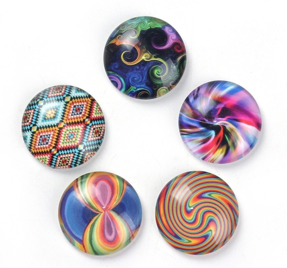 Lot 20 glazen cabochons rond 25 mm 95108