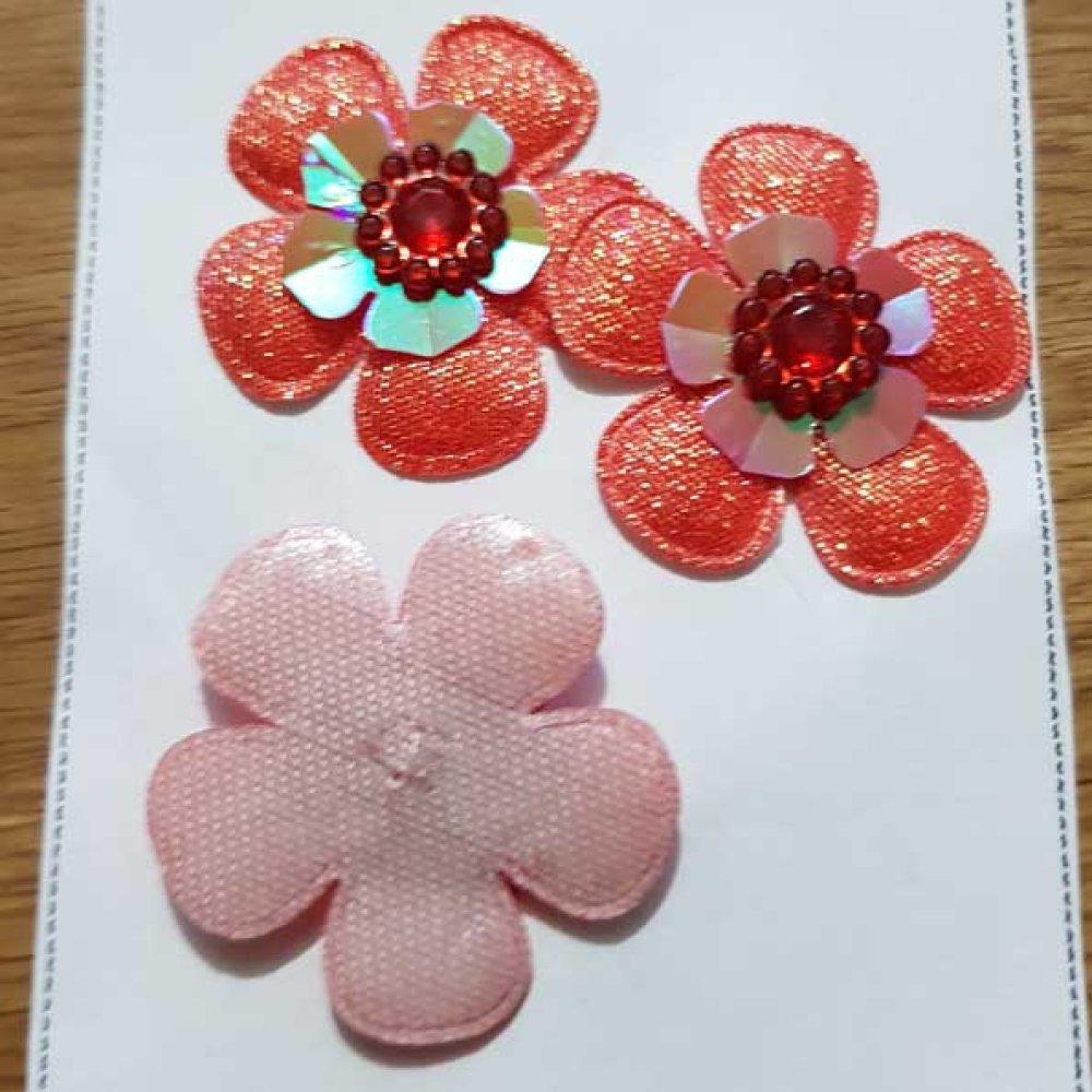 Set van 3 bloemen 5 bloemblaadjes Tissus Rood