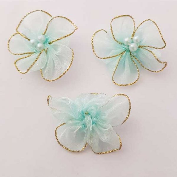 Set van 3 kleurrijke bloemen Organza Stoffen Sky