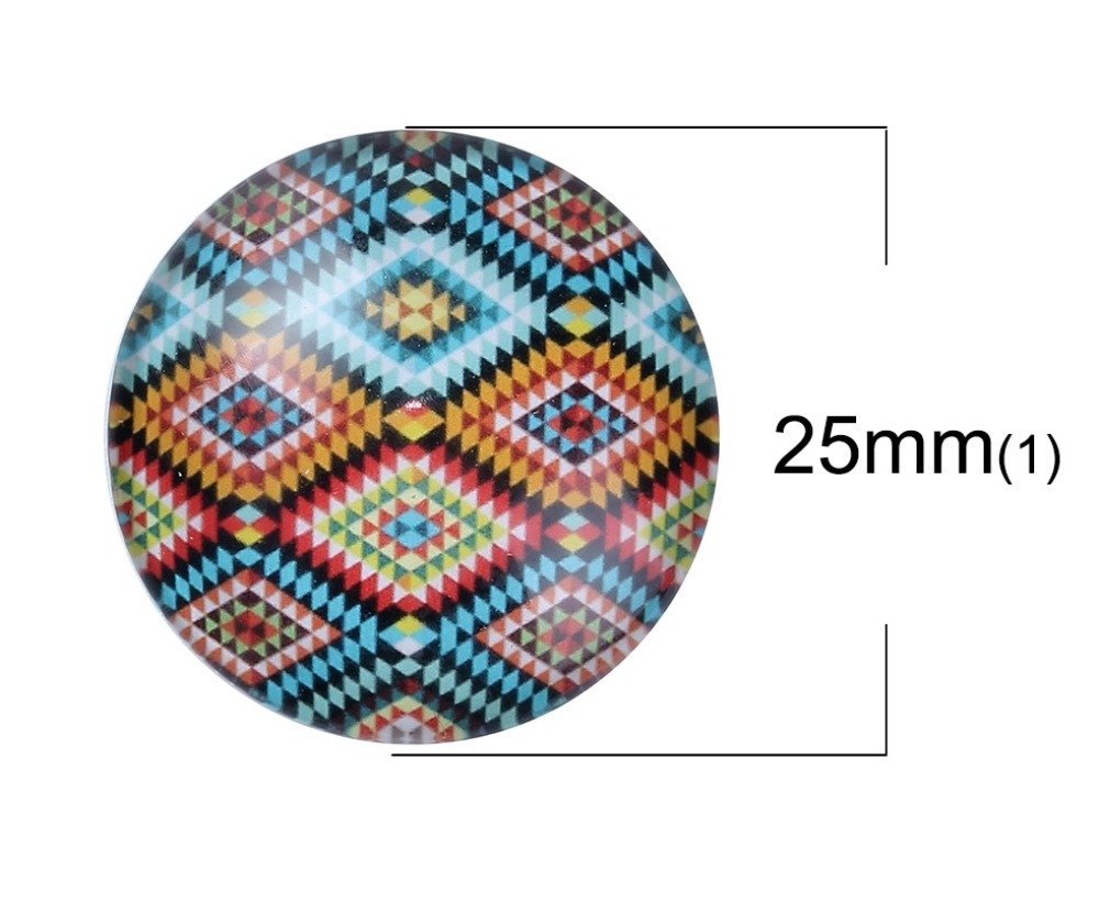 Lot 40 glazen cabochons rond 25 mm 95108