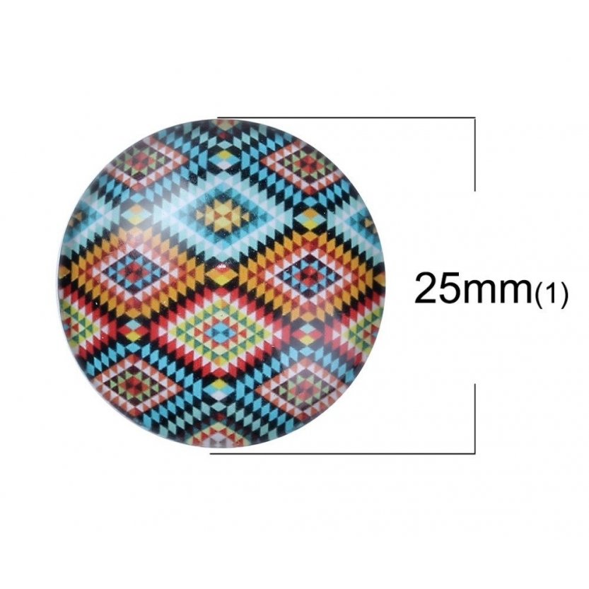 Lot 40 glazen cabochons rond 25 mm 95108