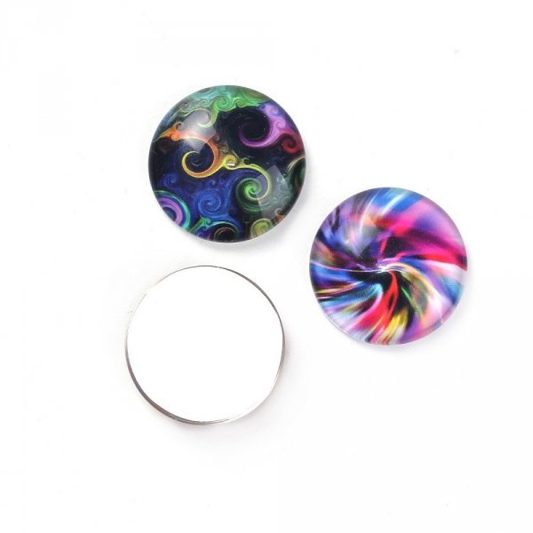 Lot 40 glazen cabochons rond 25 mm 95108