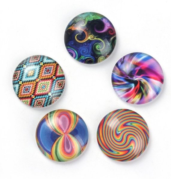 Lot 40 glazen cabochons rond 25 mm 95108
