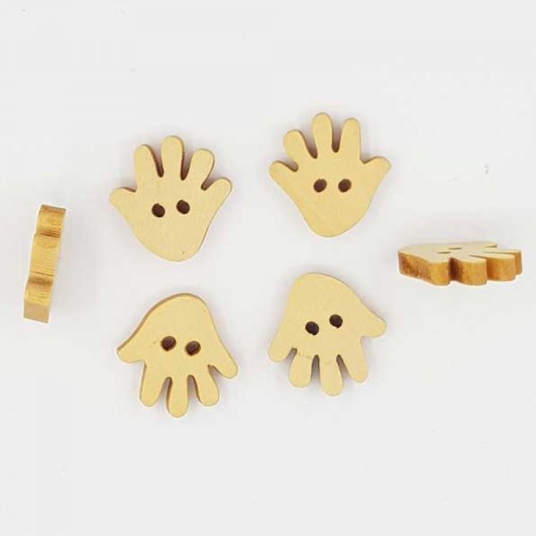 Lot de 10 boutons bois Main N&deg;01