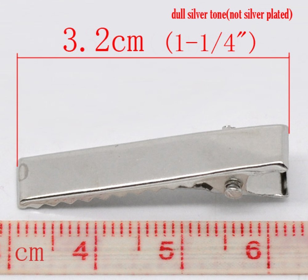 Set van 10 krokodillenklemmen - zilverkleurig 32 mm x 7 mm.