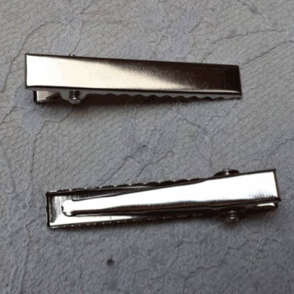 Lot de 10 &eacute;pingles cheveux pinces barrettes Crocodiles - Couleur Argent 45 mm x 8 mm